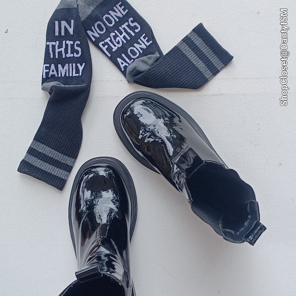 Black Patent Leather Chelsea  Boots